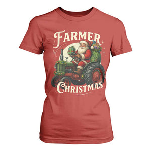 Funny Farmer Christmas Xmas Santa Farm Tractor T Shirt For Women TS11 Red Print Your Wear