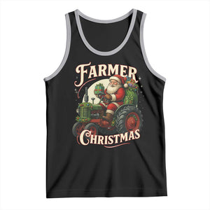 Funny Farmer Christmas Xmas Santa Farm Tractor Tank Top - Print Your Wear