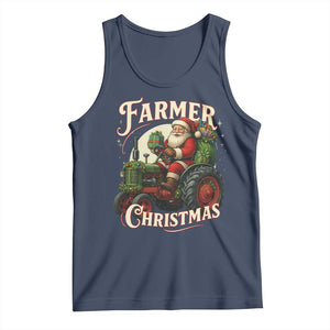 Funny Farmer Christmas Xmas Santa Farm Tractor Tank Top TS11 Navy Print Your Wear
