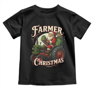 Funny Farmer Christmas Xmas Santa Farm Tractor Toddler T Shirt TS11 Black Print Your Wear