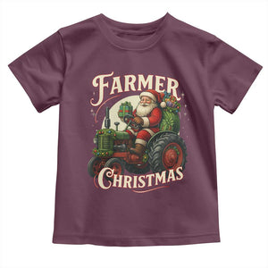 Funny Farmer Christmas Xmas Santa Farm Tractor Toddler T Shirt TS11 Maroon Print Your Wear