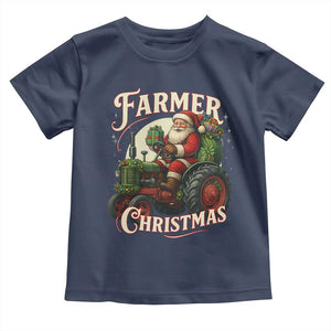 Funny Farmer Christmas Xmas Santa Farm Tractor Toddler T Shirt TS11 Navy Print Your Wear