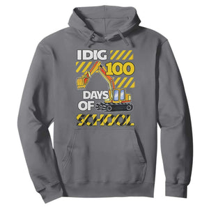 I Dig 100 Days Of School Hoodie Construction Vehicle Excavators TS11 Charcoal Print Your Wear