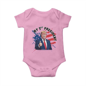 Funny My First President Trump Baby Onesie American Flag TS11 Light Pink Print Your Wear