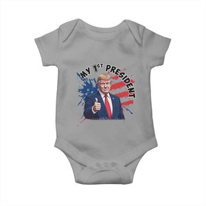 Funny My First President Trump Baby Onesie American Flag TS11 Sport Gray Print Your Wear