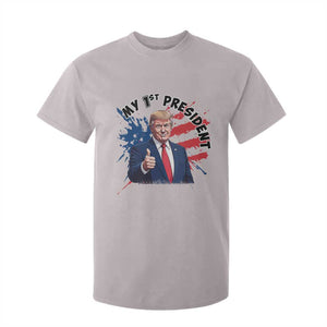 Funny My First President Trump T Shirt For Kid American Flag TS11 Ice Gray Print Your Wear