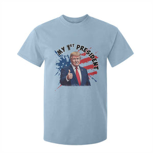 Funny My First President Trump T Shirt For Kid American Flag TS11 Light Blue Print Your Wear