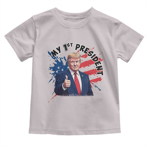 Funny My First President Trump Toddler T Shirt American Flag TS11 Ice Gray Print Your Wear