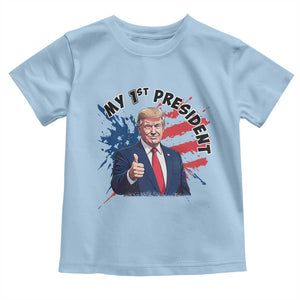 Funny My First President Trump Toddler T Shirt American Flag TS11 Light Blue Print Your Wear