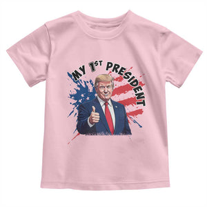Funny My First President Trump Toddler T Shirt American Flag TS11 Light Pink Print Your Wear