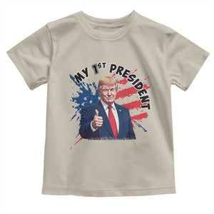 Funny My First President Trump Toddler T Shirt American Flag TS11 Sand Print Your Wear