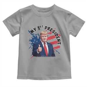 Funny My First President Trump Toddler T Shirt American Flag TS11 Sport Gray Print Your Wear