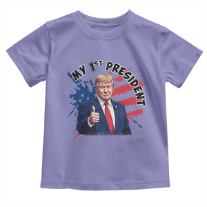 Funny My First President Trump Toddler T Shirt American Flag TS11 Violet Print Your Wear