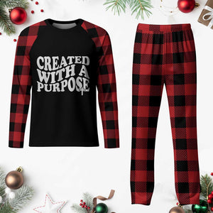 Created With A Purpose Christian Plaid Pajama Set Inspirational Religious Bible Verse TS11 Buffalo Plaid Print Your Wear