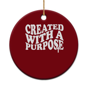 Created With A Purpose Christian Ceramic Ornament Inspirational Religious Bible Verse TS11 1pc Red Print Your Wear
