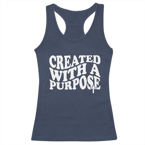 Created With A Purpose Christian Racerback Tank Top Inspirational Religious Bible Verse TS11 Navy Print Your Wear