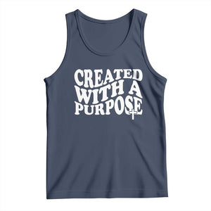 Created With A Purpose Christian Tank Top Inspirational Religious Bible Verse TS11 Navy Print Your Wear
