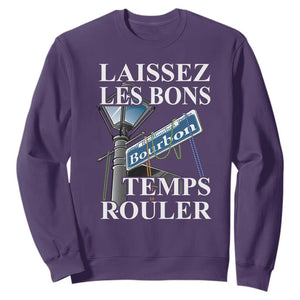 Funny Mardi Gras Laissez Les Bons Temps Rouler Sweatshirt Bourbon Street Sign TS11 Purple Print Your Wear