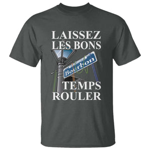 Funny Mardi Gras Laissez Les Bons Temps Rouler T Shirt Bourbon Street Sign TS11 Dark Heather Print Your Wear