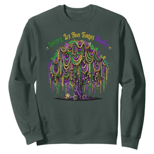 Funny Mardi Gras Bead Tree Carnival New Orleans Coconut Sweatshirt TS11 Dark Forest Green Print Your Wear