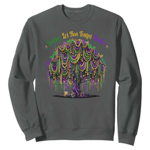 Funny Mardi Gras Bead Tree Carnival New Orleans Coconut Sweatshirt TS11 Dark Heather Print Your Wear