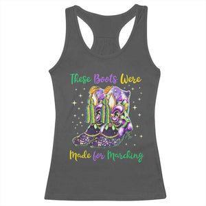 Funny Mardi Gras Racerback Tank Top These Boots Were Made For Marching TS11 Dark Heather Print Your Wear