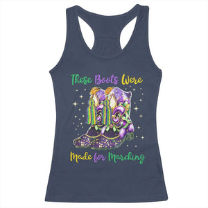 Funny Mardi Gras Racerback Tank Top These Boots Were Made For Marching TS11 Navy Print Your Wear