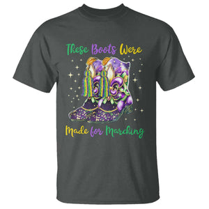 Funny Mardi Gras T Shirt These Boots Were Made For Marching TS11 Dark Heather Print Your Wear