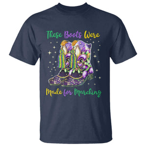 Funny Mardi Gras T Shirt These Boots Were Made For Marching TS11 Navy Print Your Wear