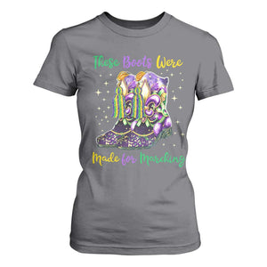 Funny Mardi Gras T Shirt For Women These Boots Were Made For Marching TS11 Charcoal Print Your Wear