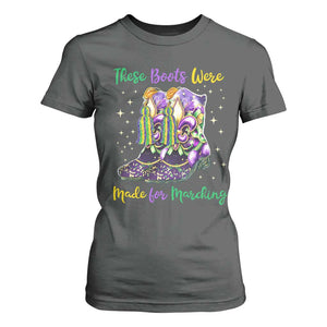 Funny Mardi Gras T Shirt For Women These Boots Were Made For Marching TS11 Dark Heather Print Your Wear