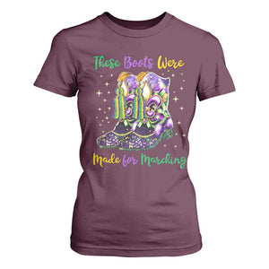 Funny Mardi Gras T Shirt For Women These Boots Were Made For Marching TS11 Maroon Print Your Wear