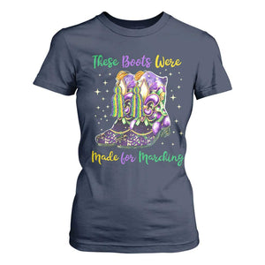 Funny Mardi Gras T Shirt For Women These Boots Were Made For Marching TS11 Navy Print Your Wear