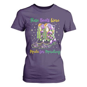 Funny Mardi Gras T Shirt For Women These Boots Were Made For Marching TS11 Purple Print Your Wear