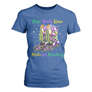 Funny Mardi Gras T Shirt For Women These Boots Were Made For Marching TS11 Royal Blue Print Your Wear