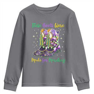 Funny Mardi Gras Youth Sweatshirt These Boots Were Made For Marching TS11 Charcoal Print Your Wear