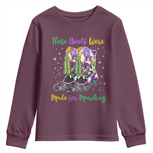 Funny Mardi Gras Youth Sweatshirt These Boots Were Made For Marching TS11 Maroon Print Your Wear