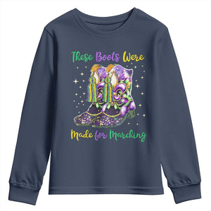Funny Mardi Gras Youth Sweatshirt These Boots Were Made For Marching TS11 Navy Print Your Wear
