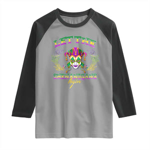Funny Mardi Gras Raglan Shirt Let The Shenanigans Begin Jester Hat TS11 Sport Gray Black Print Your Wear