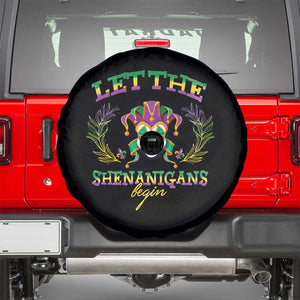 Funny Mardi Gras Spare Tire Cover Let The Shenanigans Begin Jester Hat TS11 Black Print Your Wear