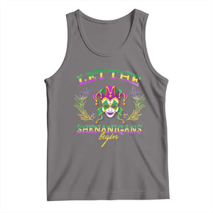 Funny Mardi Gras Tank Top Let The Shenanigans Begin Jester Hat TS11 Deep Heather Print Your Wear