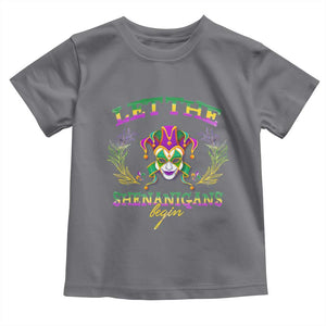 Funny Mardi Gras Toddler T Shirt Let The Shenanigans Begin Jester Hat TS11 Charcoal Print Your Wear