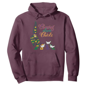Funny Courir De Mardi Gras Hoodie Chasing Dem Chicks Carnival TS11 Maroon Print Your Wear