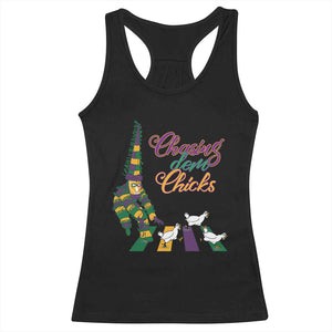 Funny Courir De Mardi Gras Racerback Tank Top Chasing Dem Chicks Carnival TS11 Black Print Your Wear