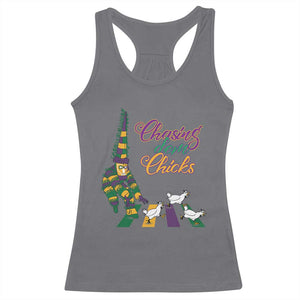 Funny Courir De Mardi Gras Racerback Tank Top Chasing Dem Chicks Carnival TS11 Charcoal Print Your Wear