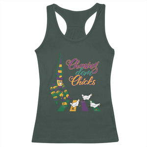 Funny Courir De Mardi Gras Racerback Tank Top Chasing Dem Chicks Carnival TS11 Dark Forest Green Print Your Wear