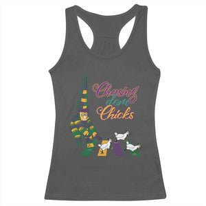 Funny Courir De Mardi Gras Racerback Tank Top Chasing Dem Chicks Carnival TS11 Dark Heather Print Your Wear