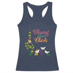 Funny Courir De Mardi Gras Racerback Tank Top Chasing Dem Chicks Carnival TS11 Navy Print Your Wear