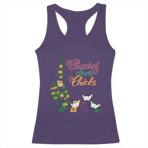 Funny Courir De Mardi Gras Racerback Tank Top Chasing Dem Chicks Carnival TS11 Purple Print Your Wear