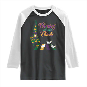 Funny Courir De Mardi Gras Raglan Shirt Chasing Dem Chicks Carnival TS11 Black White Print Your Wear